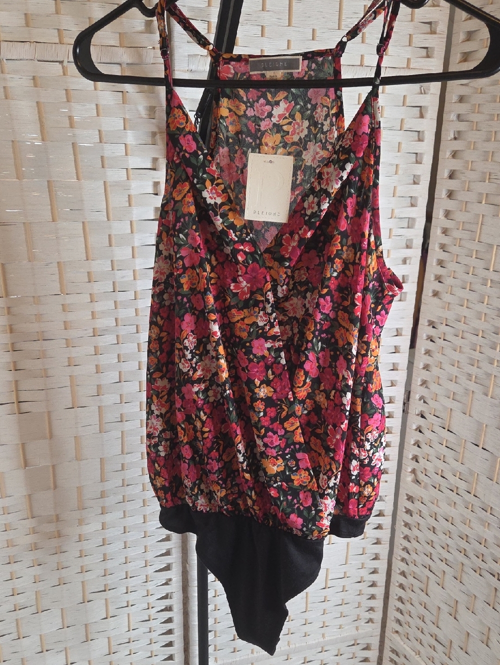 Pleione Floral V-Neck Pink Multi Bodysuit